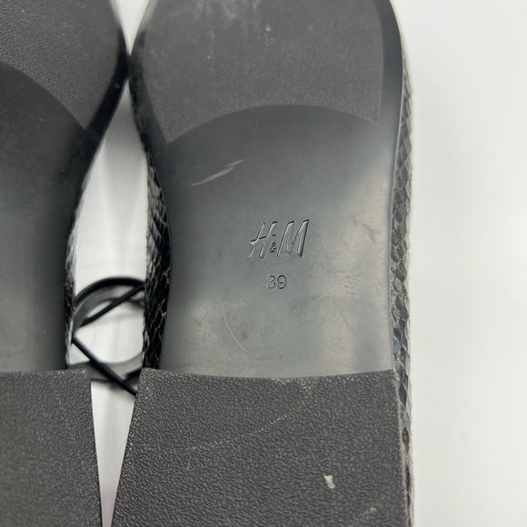 H&M Sz 39/US 8 White Black Faux Snakeskin Ballet Flats NWT - Picture 7 of 11